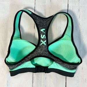 Victorias Secret VSX Sport Bra 32B Teal Green Black High Impact Underwire Padded